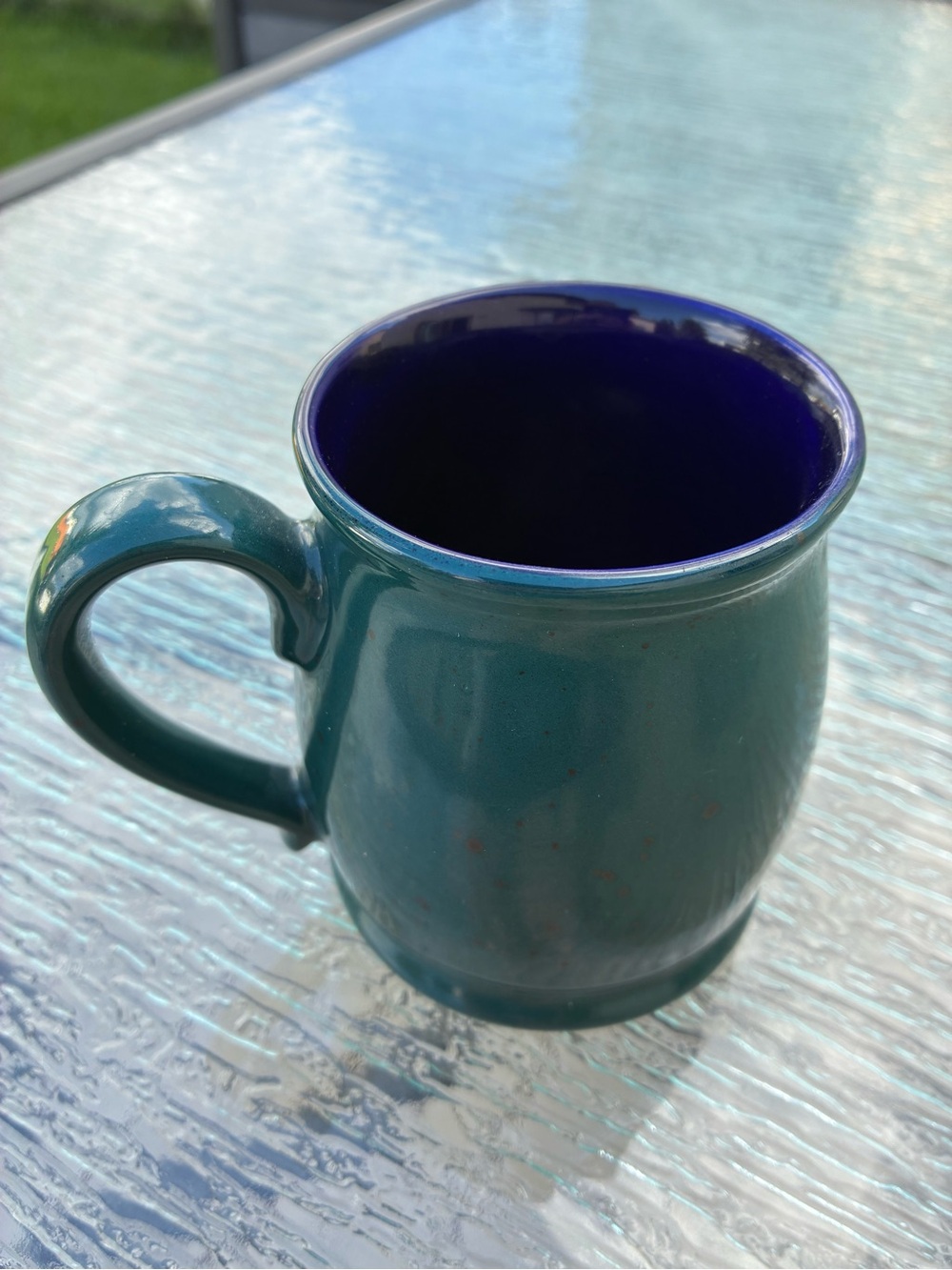 Gibson Housewares Green Blue Two-Tone Speckled Belly Shape Mug - Picture 5 of 8